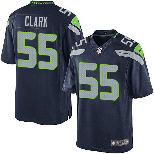 Youth Elite Frank Clark Nike Jersey Navy Blue Home - #55 NFL Seattle Seahawks